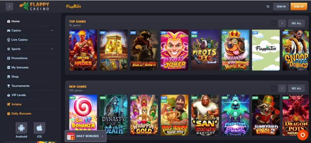 Flappy Casino – Bis zu 2.000 € Bonus + 250 Freispiele, jetzt registrieren